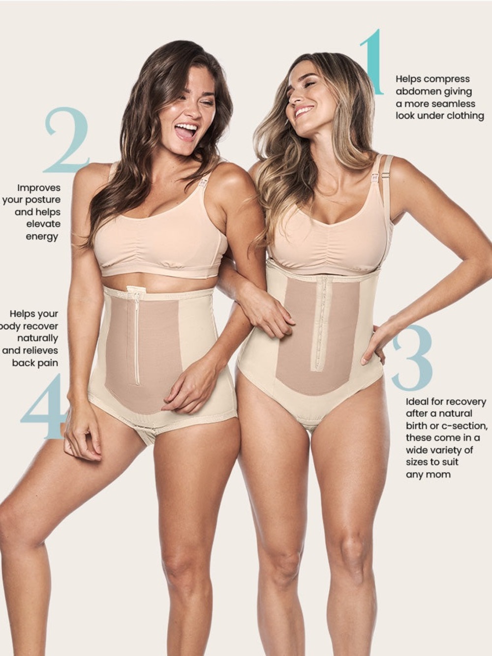 Bellefit Dual-Closure Girdle in Nude Postpartum High-Waist Shapewear